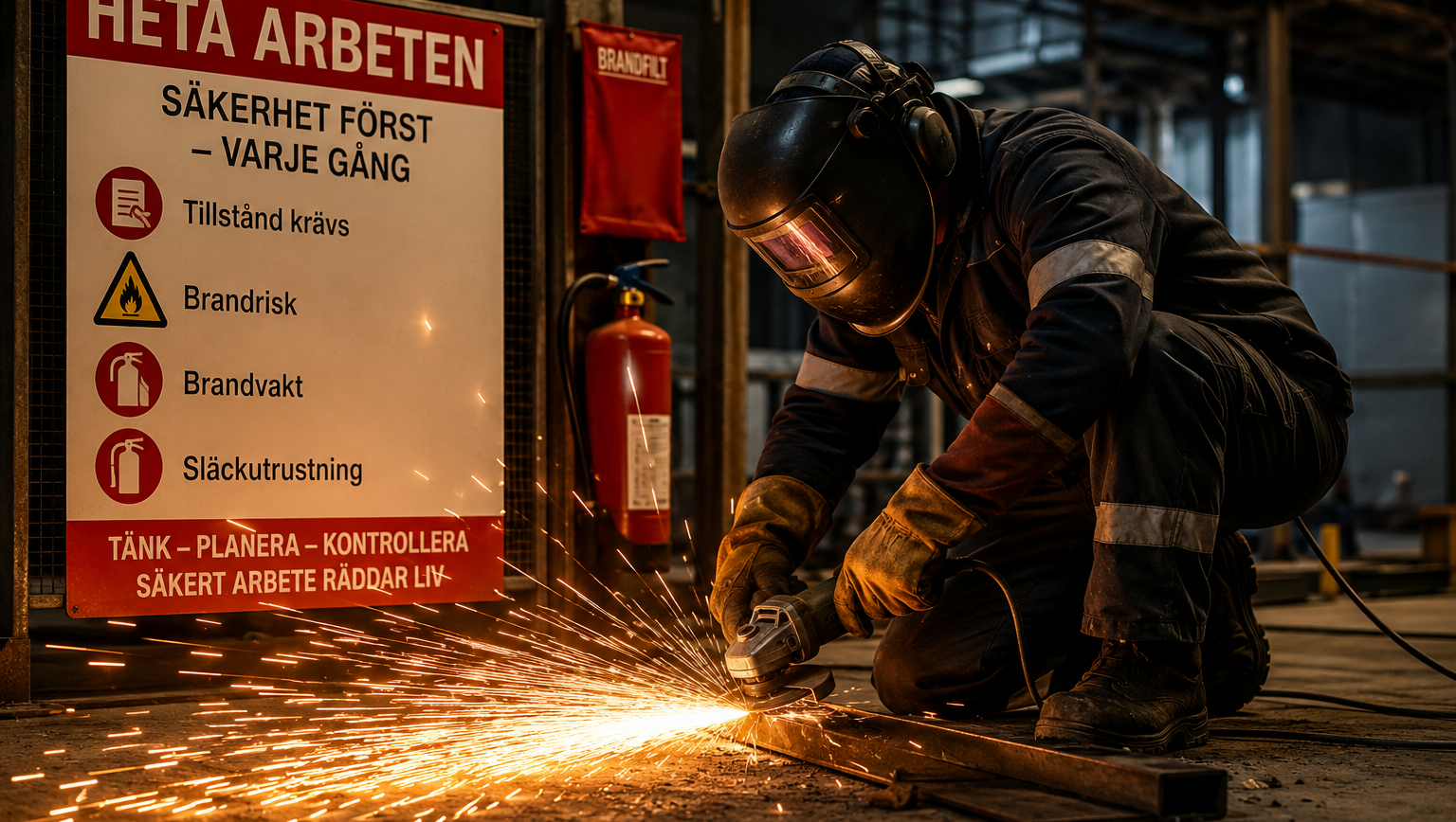 man jobbar med Heta Arbeten